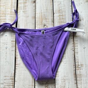PINK Purple Shimmery Side Tie Bikini Bottom size M New NWT